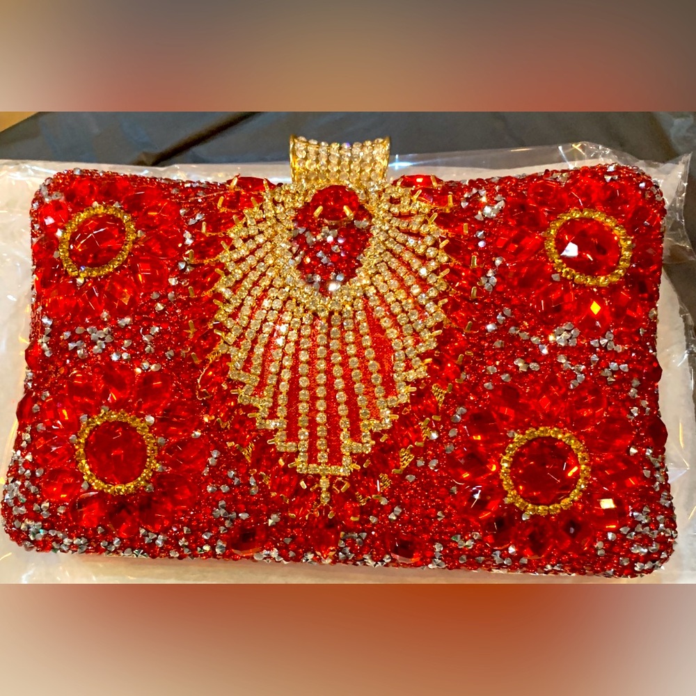 Red and gold clutch purse